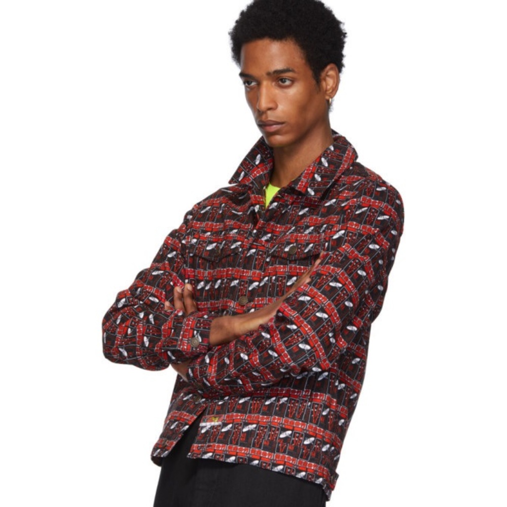 Kenzo Black and Red logo Denim Jacket